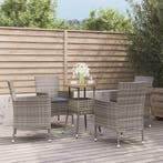 vidaXL 5-delige Bistroset met kussens poly rattan grijs, Verzenden, Nieuw