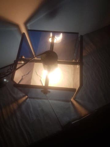 Lampe à suspendre - Acier, Verre, Antiquités & Art