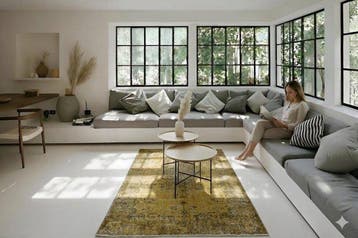 Geel vintage - Vloerkleed - 205 cm - 110 cm - met, Huis en Inrichting, Nieuw