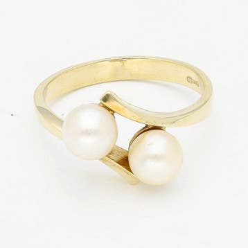 Ring - 18 karaat Geel goud Parel, Nieuw
