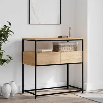 vidaXL Consoletafel Sonoma Eiken 75x40x75 cm Bewerkt Hout, Huis en Inrichting, Verzenden, Nieuw