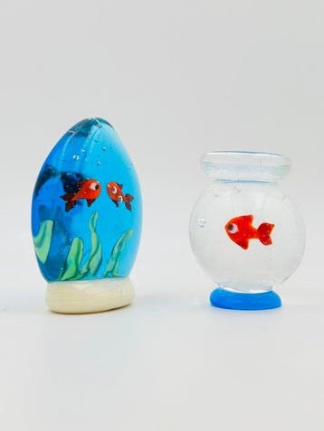 Handmade Murano glass - Sculpture, Acquario e boccia - 6 cm