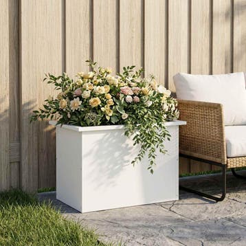 vidaXL Tuinplantenbak met led Wit 40 x 60 x 40 cm Staal, Verzenden, Nieuw