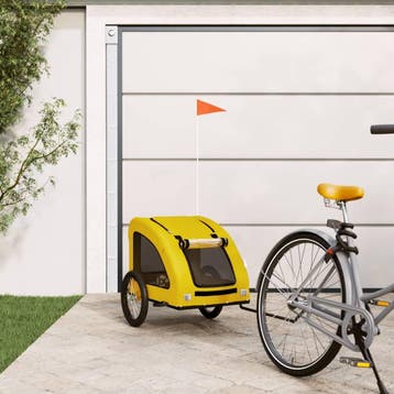 vidaXL Hondenfietstrailer oxford stof en ijzer geel, Verzenden