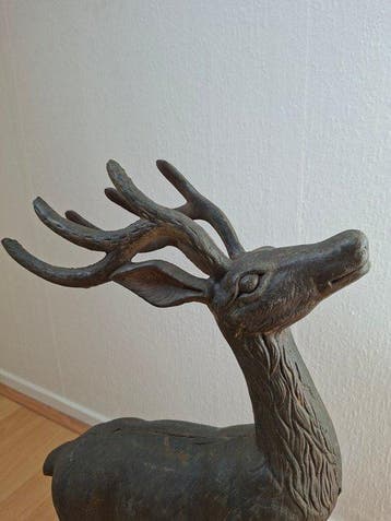 Beeld, Hert - 59 cm - gietijzer, Antiek en Kunst