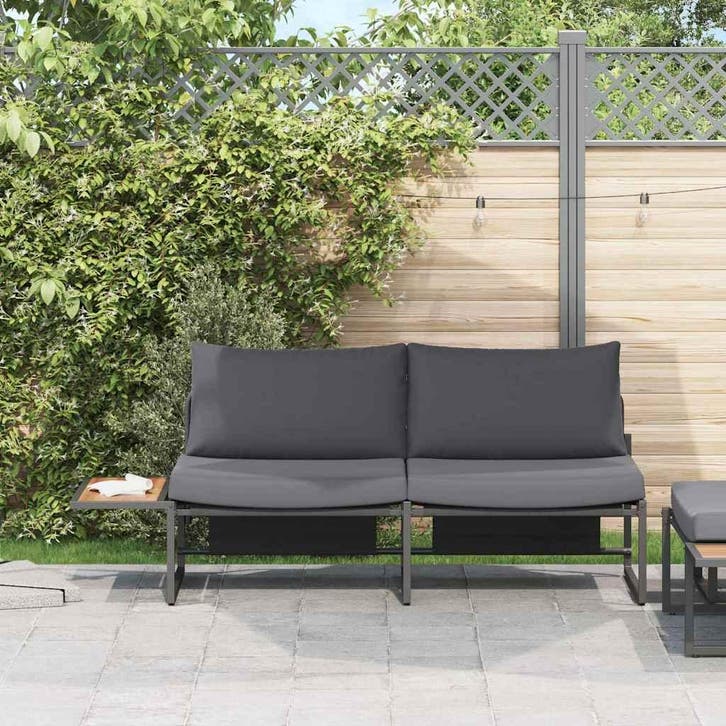 vidaXL Tuin Sofa met kussen Antraciet 200,5 x 70 x 85,5 cm, Jardin & Terrasse, Ensembles de jardin, Envoi