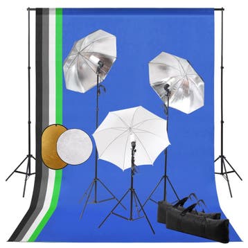 vidaXL Fotostudioset met lampen, paraplus, achtergrond en, Verzenden, Nieuw