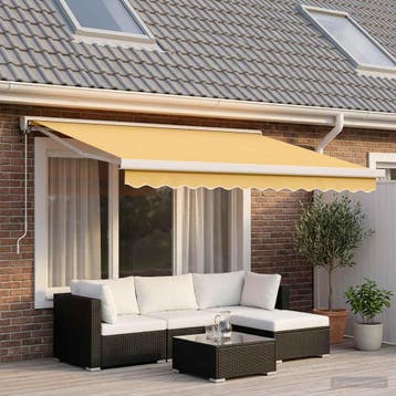 vidaXL Uitschuifbare luifel Zand 350 x 250 cm Stof en Metaal, Verzenden, Nieuw