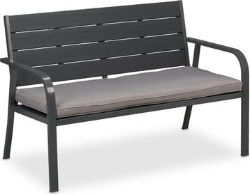 Tuinbank met zitkussen - 118 cm breed - kunststof en metaal, Verzenden