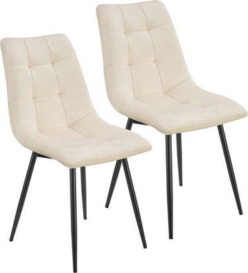 2dekans | Stalen Eetkamerstoelen Blanca - Set van 2 - Beige, Huis en Inrichting, Ophalen of Verzenden, Nieuw