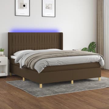 vidaXL Boxspring met matras en LED stof donkerbruin 160x200, Verzenden, Nieuw