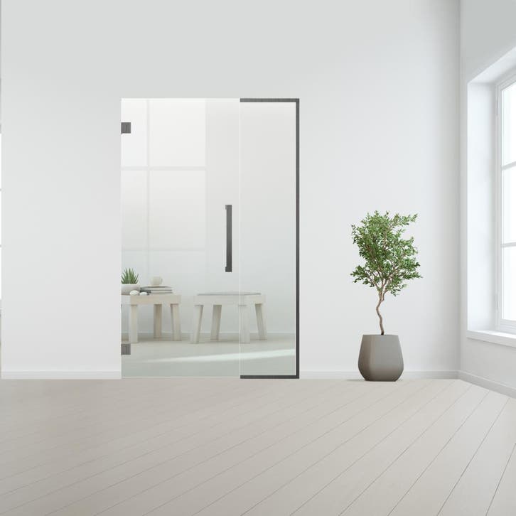 Glazen binnendeur met zijlicht zonder kozijn RVS beslag-Blan, Bricolage & Construction, Vitres, Châssis & Fenêtres, Envoi