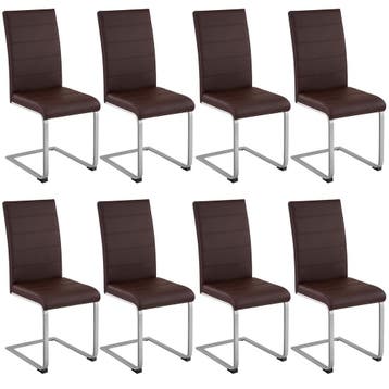 tectake Sledestoelen, kunstleer - bruin, Set van 8, Verzenden, Nieuw