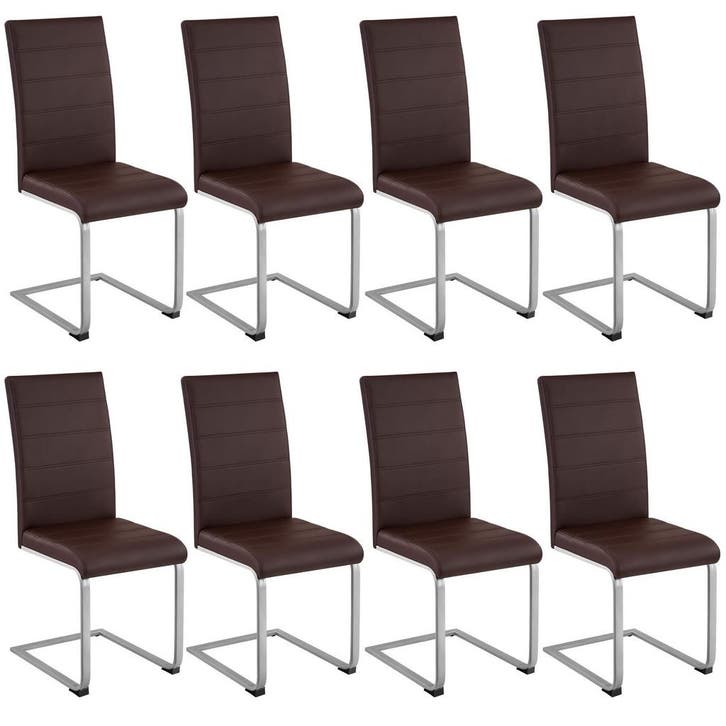 tectake Sledestoelen, kunstleer - bruin, Set van 8, Maison & Meubles, Chaises, Envoi