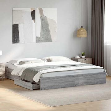 vidaXL Bedframe met lades bewerkt hout grijs sonoma eiken, Verzenden, Nieuw