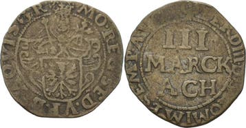 3 Mark 1639 Aachen (MuntenenBankbiljetten-Duitslandvoor1871), Verzenden, België