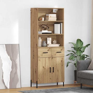 vidaXL Highboard Artisan Eiken 69,5 x 32,5 x 180 cm Bewerkt, Verzenden