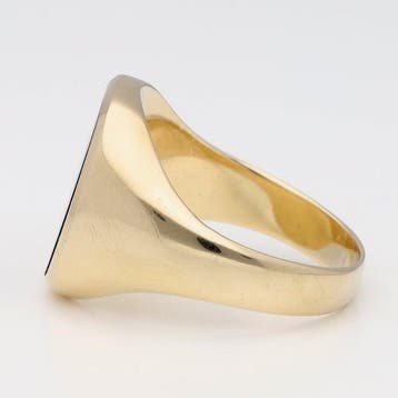 Ring - 14 karaat Geel goud - Onyx, Handtassen en Accessoires, Ringen, Nieuw