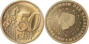 Probe 50 Cent 1999 Nederland 7,6g ohne Riffel gepraegt Pp, Verzenden, België