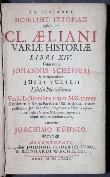 Cl. [Claudius] Aelianu - Kl. Ailianu poikiles historias