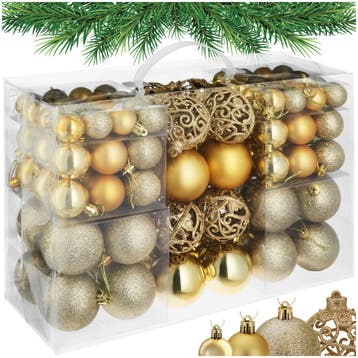 100 kerstballen onbreekbaar in goud - goud, Diversen, Verzenden, Nieuw