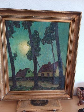 Oscar Coddron (1881-1960) - Maneschijn in de Brakelstraat