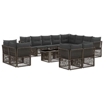 vidaXL Tuinbank Set 13 pcs Grijs poly rattan, Tuin en Terras, Tuinsets en Loungesets, Verzenden, Nieuw