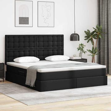 vidaXL Opbergbed met LED met hoofdeinde Zwart 160 x 200 cm, Huis en Inrichting, Verzenden, Nieuw