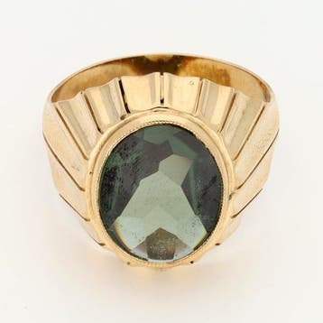 Ring - 14 karaat Geel goud - Zegelring - Spinel, Handtassen en Accessoires, Ringen, Nieuw