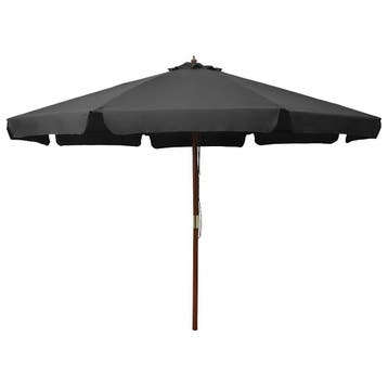 vidaXL Parasol met houten paal 330 cm antraciet, Verzenden, Nieuw