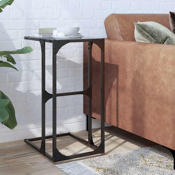 vidaXL Bijzettafel met zwart glazen blad 40x30x61,5 cm staal, Huis en Inrichting, Tafels | Bijzettafels, Verzenden, Nieuw