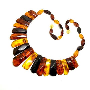 Luxe natuurlijk Baltisch amber kraaghalsketting, breed, 33,0