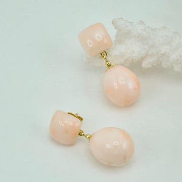 Koraal - Zilver, Verguld - Oorbellen - Roze koraal