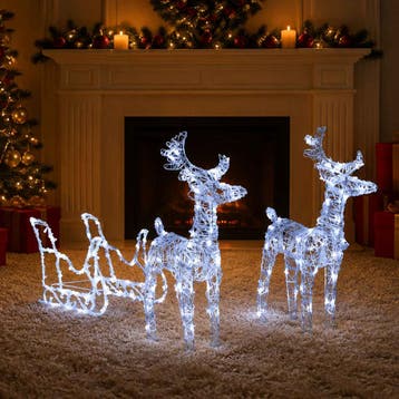 vidaXL Kerstversiering rendieren en slee 160 LEDs 130 cm, Verzenden, Nieuw