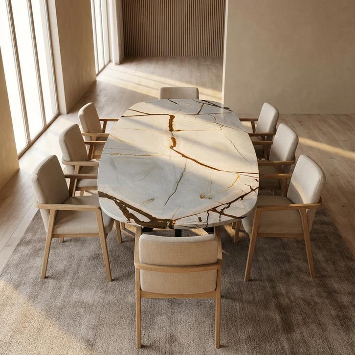 Blue Roma Kwartsiet Eetkamertafel  Deens Ovaal 220x90, Huis en Inrichting, Tafels | Eettafels