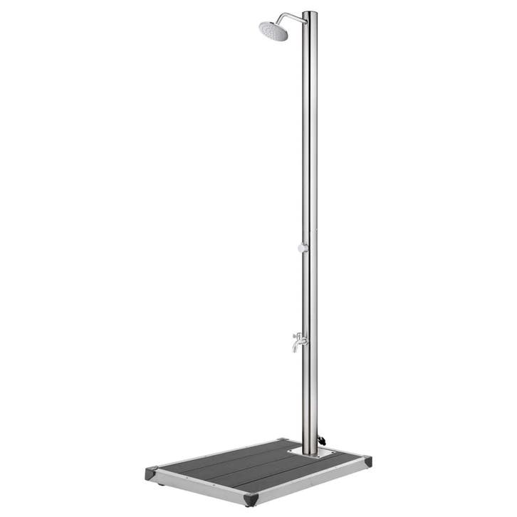 vidaXL Buitendouche met grijze basis 220 cm roestvrij staal, Jardin & Terrasse, Piscines, Envoi
