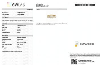 Zonder minimumprijs - Ring - 14 karaat Geel goud - 3.81ct., Nieuw