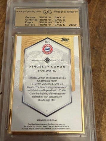 2024 Topps Transcendent Collection Kingsley Coman BAY-14, Nieuw