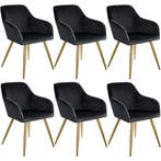 tectake Eetkamerstoel Marilyn fluweellook, gouden poten - zw, Huis en Inrichting, Stoelen, Verzenden, Nieuw