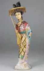 Kwanyin Sculpture Statuette - Argent Dore - Cloisonne -