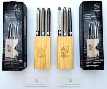 Laguiole - 12x Steak Knives - various colours - style de -