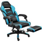 tectake Racing bureaustoel Comodo met voetsteun - zwart/azuu, Huis en Inrichting, Bureaus, Verzenden, Nieuw