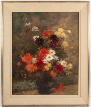Gustave Bienvêtu (1850-1916) - Bouquet de Dahlias et