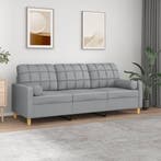 vidaXL Driezitsbank met sierkussens 180 cm stof lichtgrijs, Verzenden, Nieuw