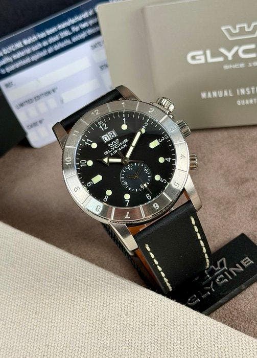 Glycine - Airman GMT black Date - Sans prix de réserve -, Bijoux, Sacs & Beauté, Montres | Hommes