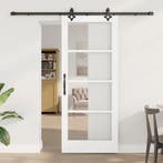 vidaXL Schuifdeur Wit 83 x 202 cm Massief grenenhout en glas, Verzenden, Nieuw