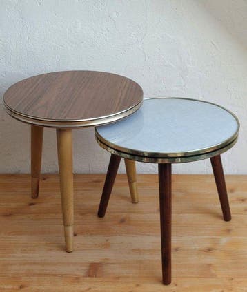 Tables gigognes - Bois, fourmi - Deux tables pour plantes, Antiquités & Art