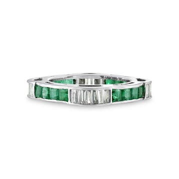 Ring - 18 karaat Witgoud - 2.51ct. tw. Smaragd - Diamant