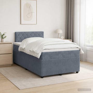 vidaXL Boxspringbed met matras Donkergrijs 120 x 190 cm, Maison & Meubles, Verzenden