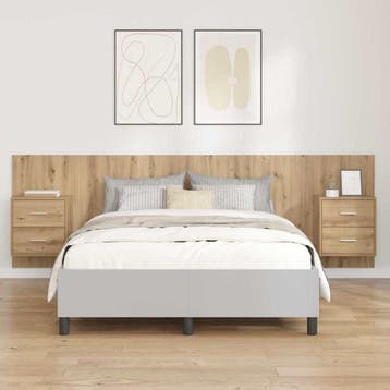 vidaXL Hoofdeinde Met Kast 3 st Artisan Eiken Bewerkt hout, Huis en Inrichting, Verzenden, Nieuw